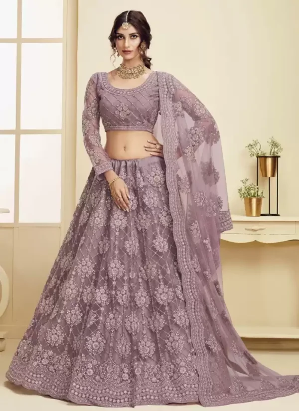 Embroidered, Applique, Chevron/Zig Zag, Color Block, Embellished, Ikat, Self Design, Striped Semi Stitched Lehenga Choli  (Pink)