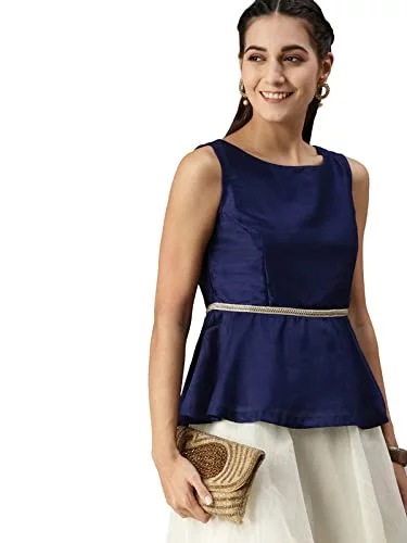 De Moza Ladies Peplum Top Solid Polyester