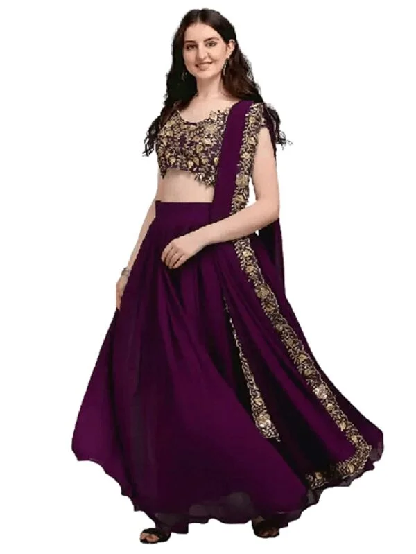 Lehenga Style Women's Heavy Georgette Embrodary Semi-Stiched Lehenga Choli (Free Size)