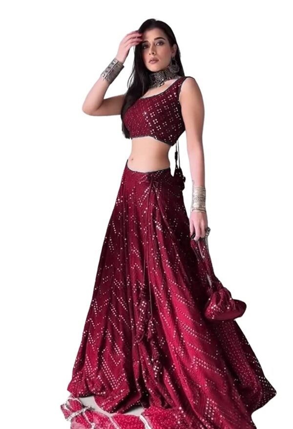 NPLASH FASHION Women's Georgette & Jari Sequence Work Semi-Stitched Lehenga Choli