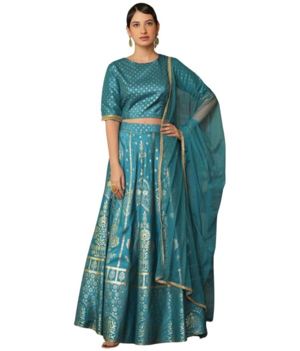 Juniper Blue Shantoon Circular Stitched Lehenga