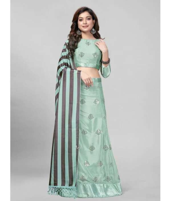 Mamatva Green Silk Circular Semi Stitched Lehenga Single