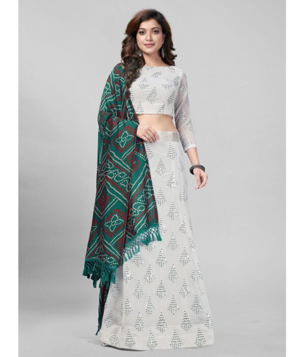 Mamatva White Silk Circular Semi Stitched Lehenga Single