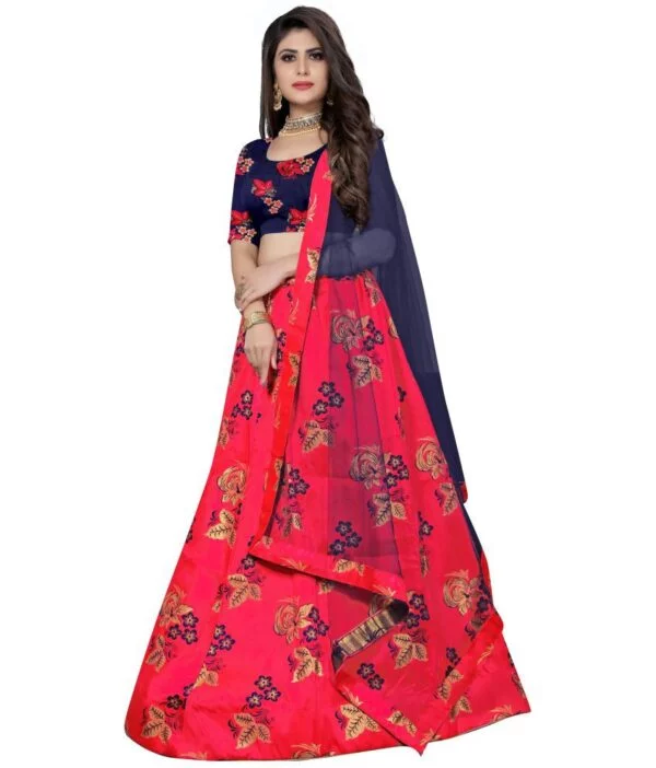rujave Red Viscose Circular Unstitched Lehenga