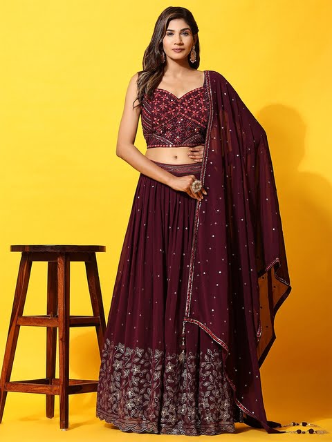 Embroidered Sequinned Ready to Wear Lehenga & Blouse With Dupatta