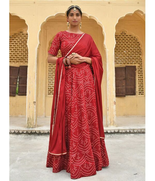 Janasya Maroon Rayon Straight Stitched Lehenga