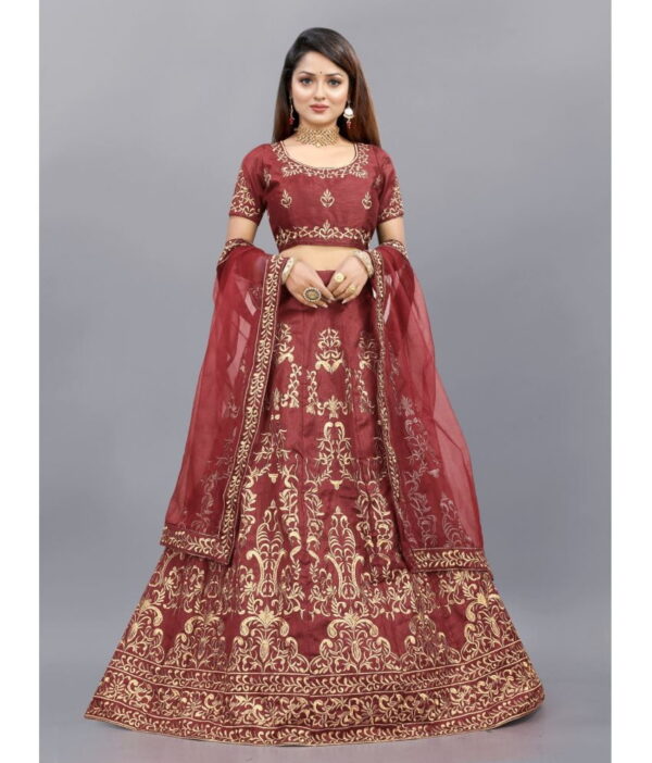 Aika Maroon Bangalore Silk Unstitched Unstitched Lehenga