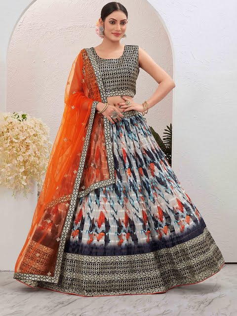 Embroidered Sequinned Ready to Wear Lehenga & Blouse With Dupatta