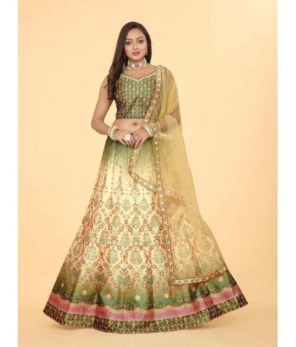 ETHNICTREE Yellow Silk A-line Stitched Lehenga Single