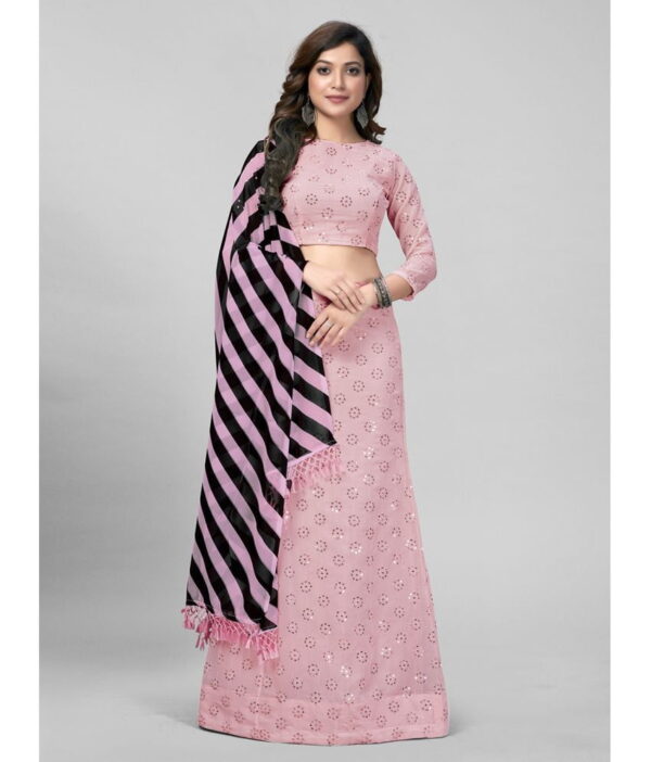 Mamatva Pink Georgette Circular Semi Stitched Lehenga Single