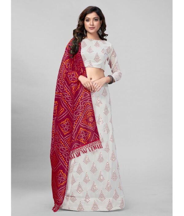 Mamatva White Silk Circular Semi Stitched Lehenga Single