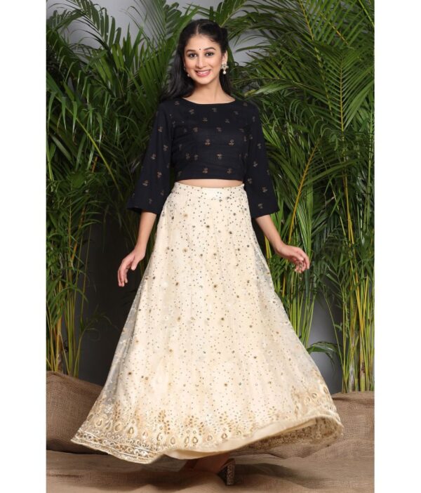 Juniper Black Rayon Straight Stitched Lehenga
