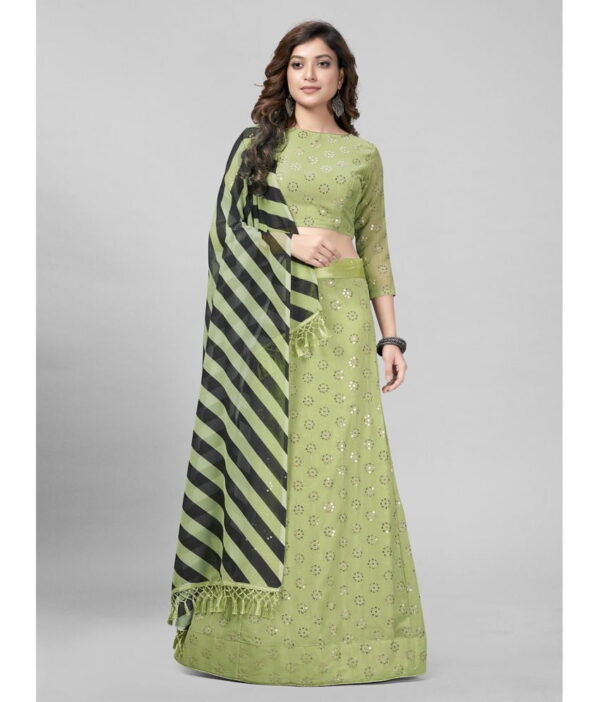 Mamatva Green Georgette Circular Semi Stitched Lehenga Single