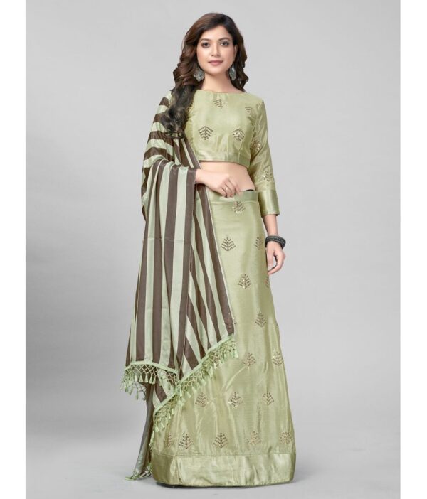 Mamatva Green Silk Circular Semi Stitched Lehenga Single