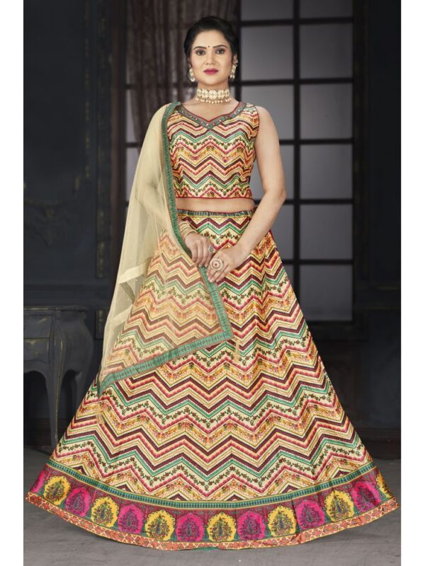 ETHNIC TREE Yellow Silk A-line Stitched Lehenga Single