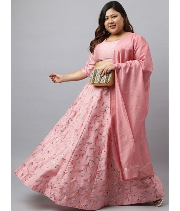 Janasya Pink Silk Blends Circular Stitched Lehenga
