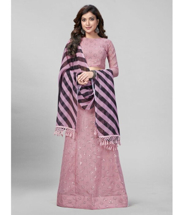 Mamatva Pink Georgette Circular Semi Stitched Lehenga Single