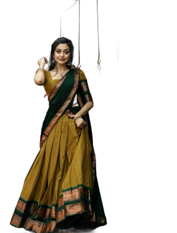 RENVAANI FASHION Women's Indian Traditional Unstitched Kanjivaram Kanchipuram Silk Pure Zari Weaving Lehenga Choli Along With Dupatta With Unstitch Blouse