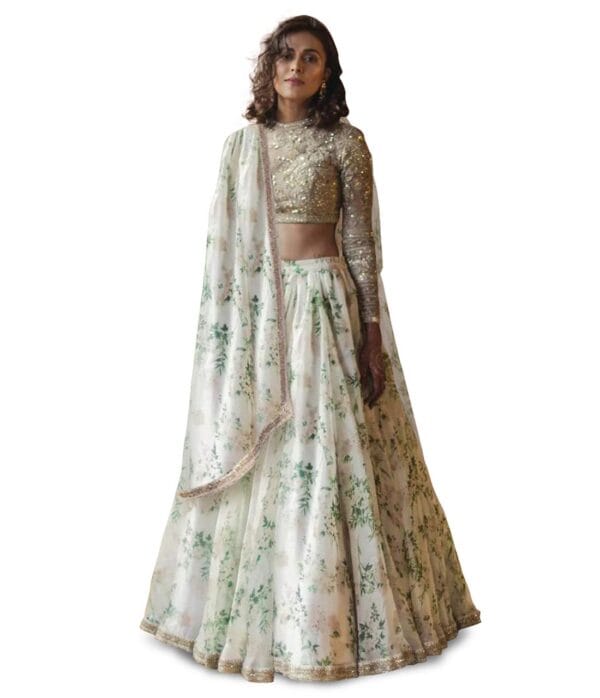 Zeel Clothing Women's Organza Floral Semi-stitched Lehenga Choli (7027-Floral-Lehenga-Wedding_New)