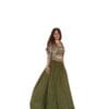 Indian Women Designer Thread Sequence Work Crop Top Mehndi Green Lehenga With Heavy Jacket, Georgette Fully-Stitched Ready To Wear Lehenga Choli