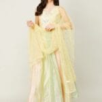 Melange by Lifestyle Yellow & Green Printed Lehenga Choli With Dupatta Set