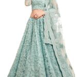 Monrav Women's Net Embroidered Semi-Stitched Lehenga Choli(Pl410)
