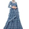 PATLANI Women Net Letest Design Chain Embroderied Work Woman S Flered Semi-Stitched Lehenga Choli.(Semi Stitched)