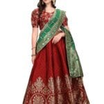 PURVAJA Women's Jacquard Semi-Stitched Lehenga choli