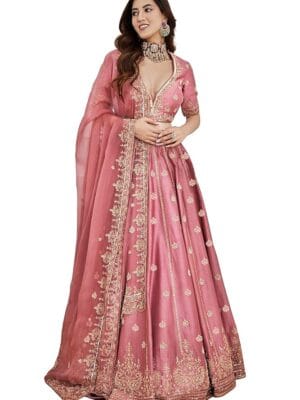 TRENDMALLS Women's Embroidery Sequence Work Semi-Stitched Bridal Lehenga Choli with Dupatta For Women(New-Bridal-Latest-Wedding-Lehenga-Free size)
