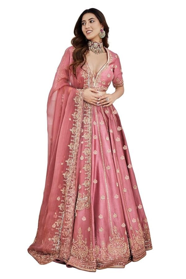 TRENDMALLS Women's Embroidery Sequence Work Semi-Stitched Bridal Lehenga Choli with Dupatta For Women(New-Bridal-Latest-Wedding-Lehenga-Free size)