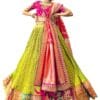 Women's New Green-Multi Heavy Embroidered Gota Pati Work Banarasi Silk Semi-Stitched Lehenga Choli