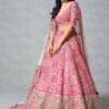 Women's Pink Raw Silk Traditional Lehenga with Sidi Saiyyed Jali Inspired Border