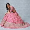 Women's Pink Raw Silk Traditional Lehenga with Sidi Saiyyed Jali Inspired Border