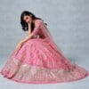 Women's Pink Raw Silk Traditional Lehenga with Sidi Saiyyed Jali Inspired Border