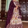 Women's Tussar Silk With Leheriya And Foil Printt New Lehenga choli Set (PURPLE)