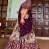 Women's Tussar Silk With Leheriya And Foil Printt New Lehenga choli Set (PURPLE)