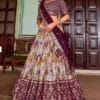 Women's Tussar Silk With Leheriya And Foil Printt New Lehenga choli Set (PURPLE)
