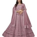 ZAALIMA FASHION WITH Z LOGO Amazon Brand-Women's Net Embroidred Lehenga Choli And Dupatta Set (Free Size)