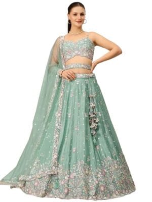 Gorgeous Sea Sequins Chiffon Engagement Wear Lehenga Choli