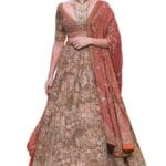 Women's Olive Green Raw Silk Handworked Lehenga