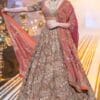 Women's Olive Green Raw Silk Handworked Lehenga
