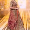 Women's Olive Green Raw Silk Handworked Lehenga