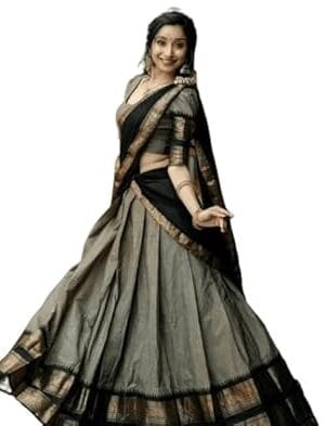 RENVAANI FASHION Women's Indian Traditional Unstitched Kanjivaram Kanchipuram Silk Pure Zari Weaving Lehenga Choli Along With Dupatta With Unstitch Blouse, Half Saree (HT_54)...