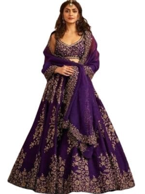 WeaRSquad Women’s Art Silk Lehenga Choli with Sequins Embroidery Work & Unstitched Blouse - Parti Wear Georgette Dupatta for Weddings and Special Occasions