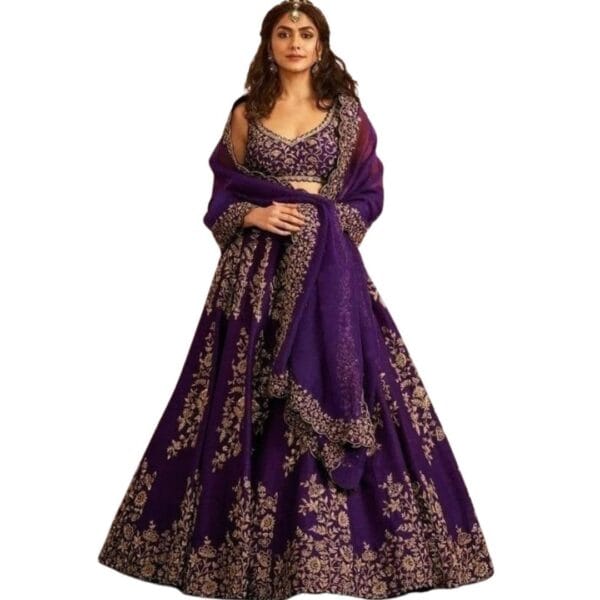 WeaRSquad Women’s Art Silk Lehenga Choli with Sequins Embroidery Work & Unstitched Blouse - Parti Wear Georgette Dupatta for Weddings and Special Occasions