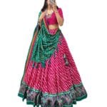KrishuEthnics Rajasthani Tussar Silk Lehenga Choli with Laheriya and Bandhani Print & Foil Work
