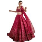 WeaRSquad Women’s Art Silk Lehenga Choli with Sequins Embroidery Work & Unstitched Blouse - Parti Wear Georgette Dupatta for Weddings and Special Occasions