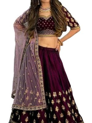 Kedar Fab Women's Embroidered Sequence Lehenga Choli With Dupatta