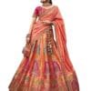 Women's Astonishing Peach Zari Weaving Banarasi Silk Wedding Lehenga Choli