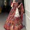 Women's Trending Designeer Tussar Silk Lehenga Choli Print with Foil Work With Unstitched Blouse Patola Print Adorned with Foil Work For Navrati || Wedding